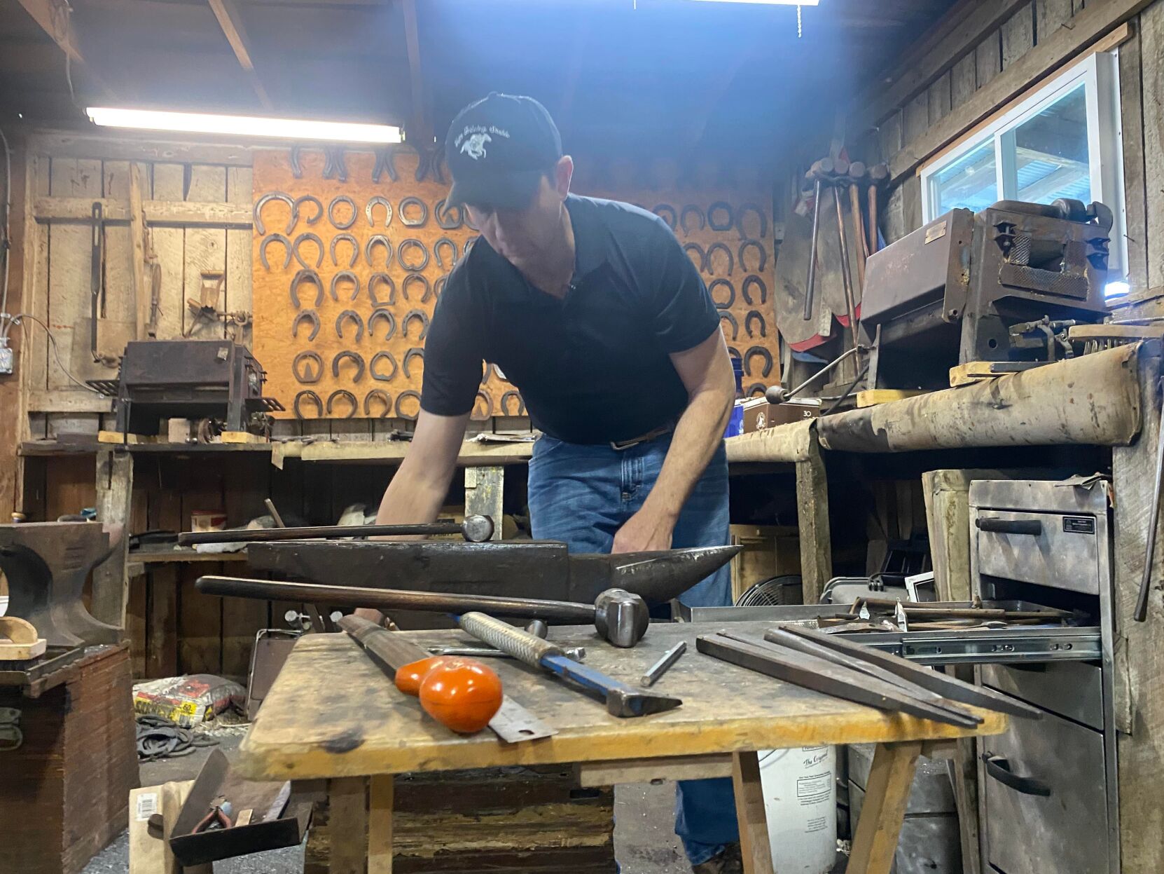 Conrad Trow at his blacksmith space